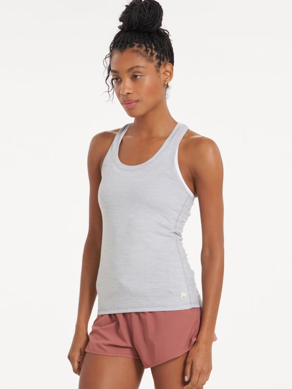 Vuori Lux Performance Tank Top Platinum Heather Racerback Lightweight Workout